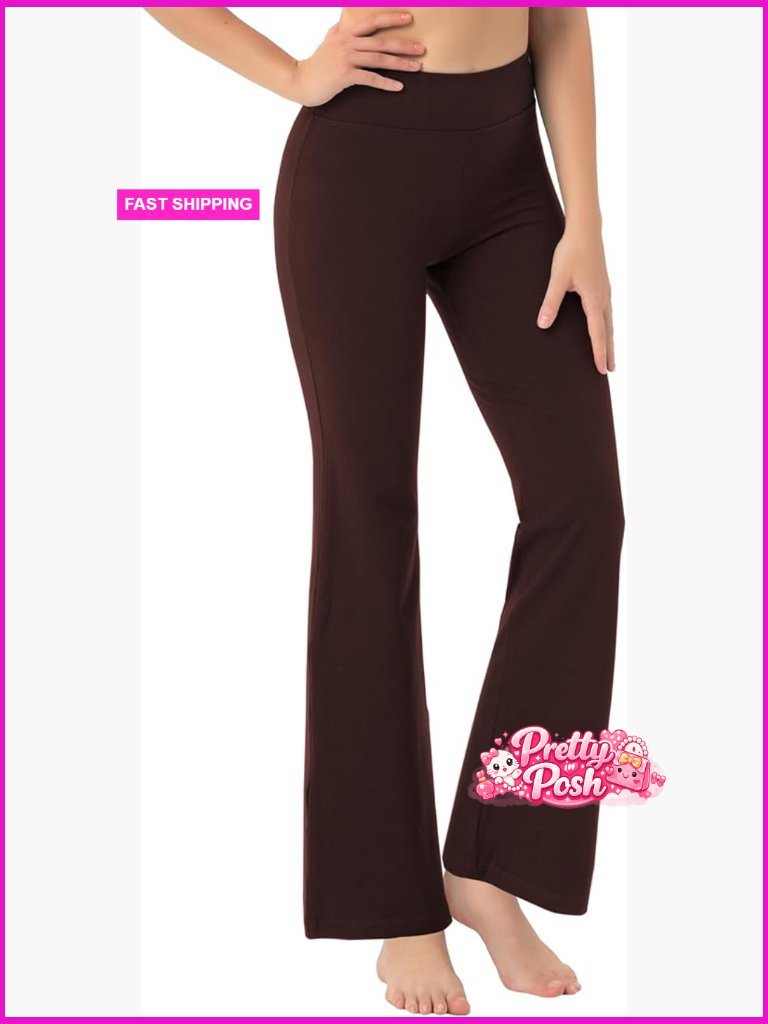 High Waist Bootcut Yoga Pants With Pockets Tummy Control Flared Leggings Workout